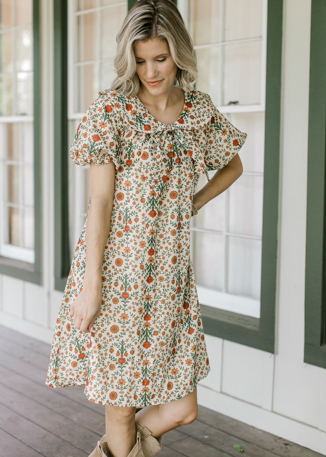 Sable in Retro Marigold Dress