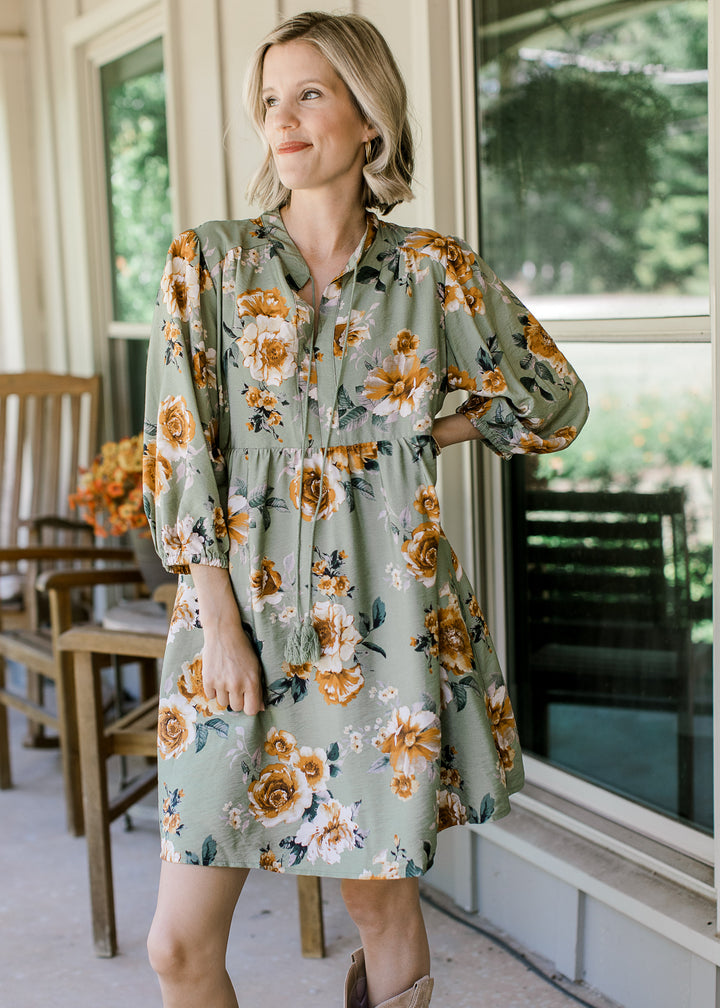 Sage Floral Dress
