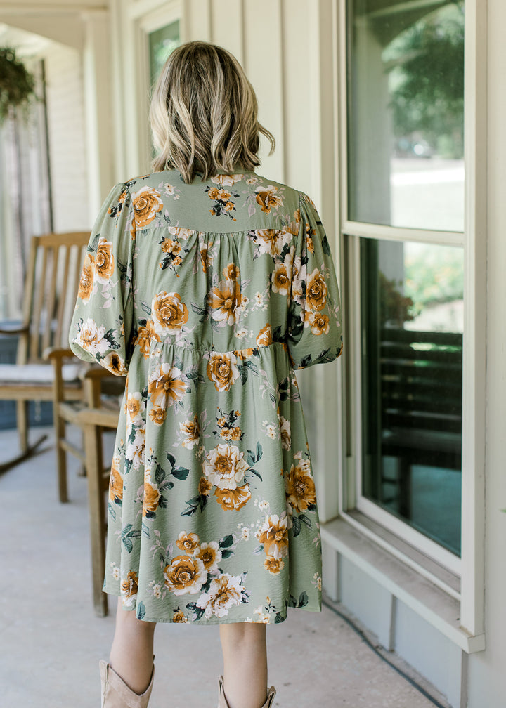 Sage Floral Dress