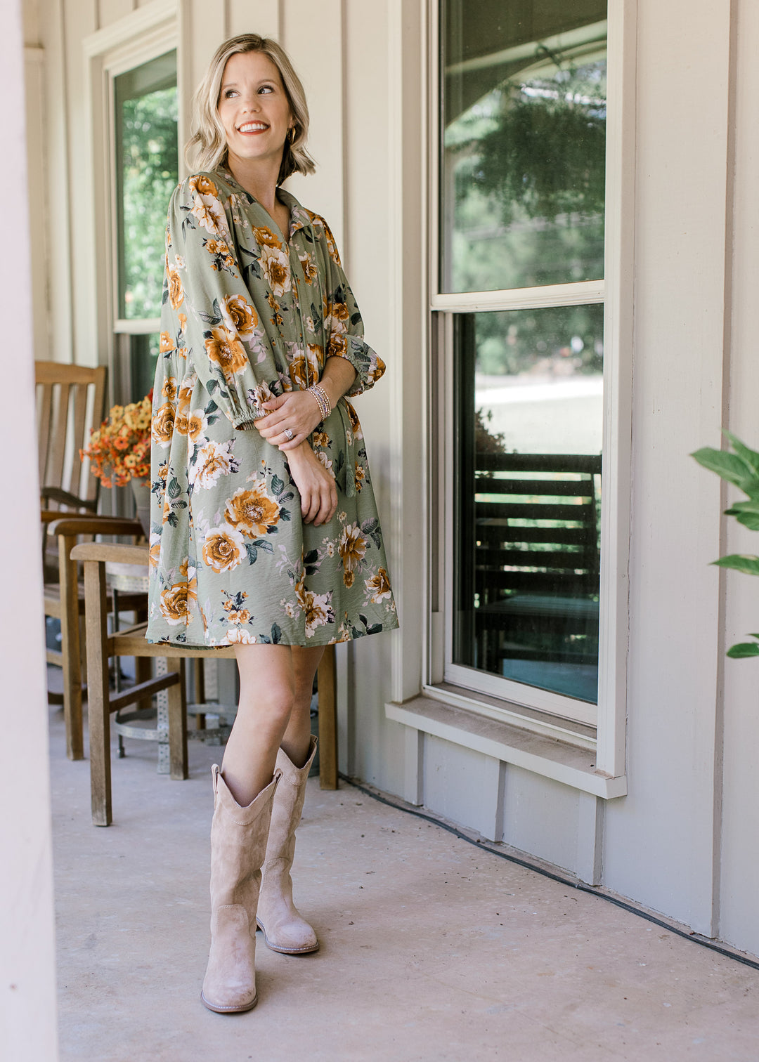 Sage Floral Dress