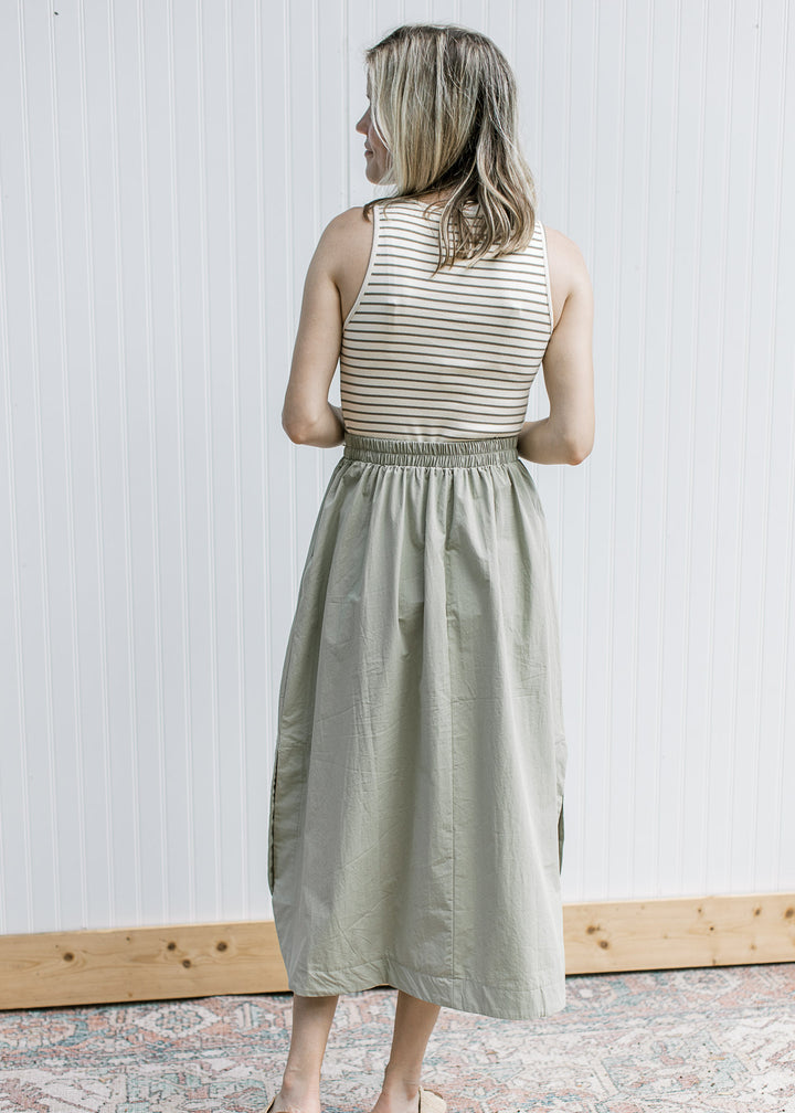 Sage Stripe Bodice Dress