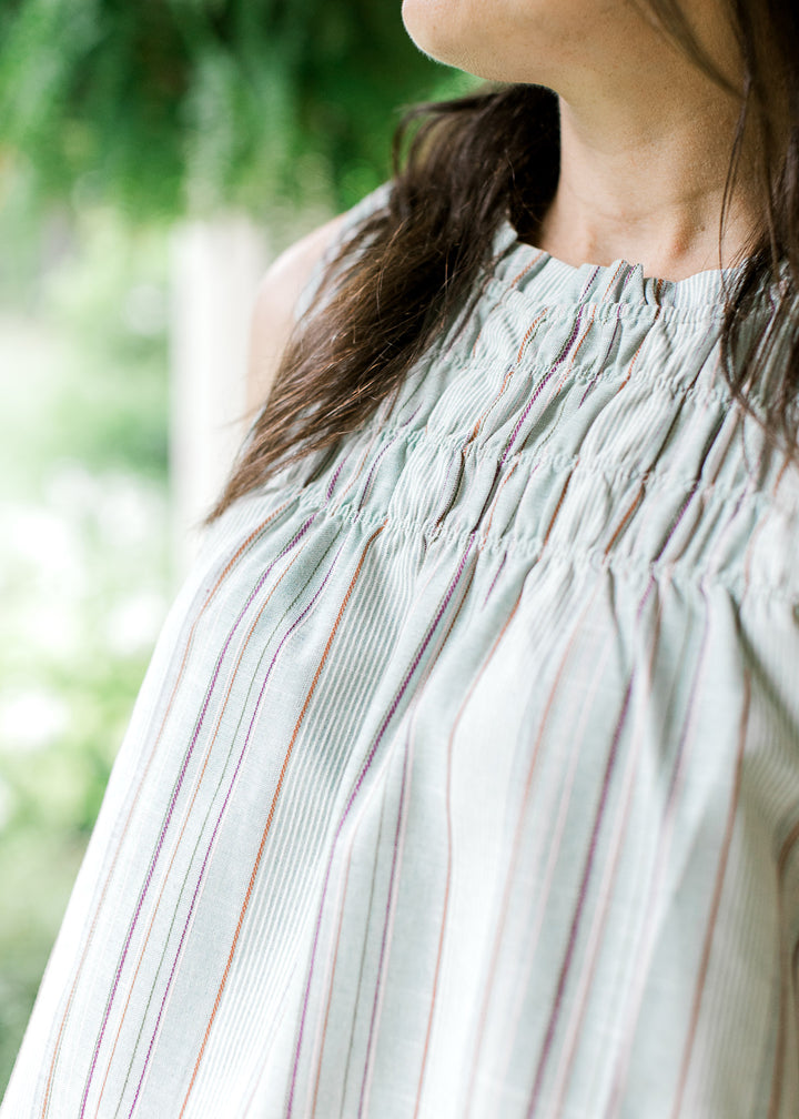 Sage Stripe Sleeveless Top