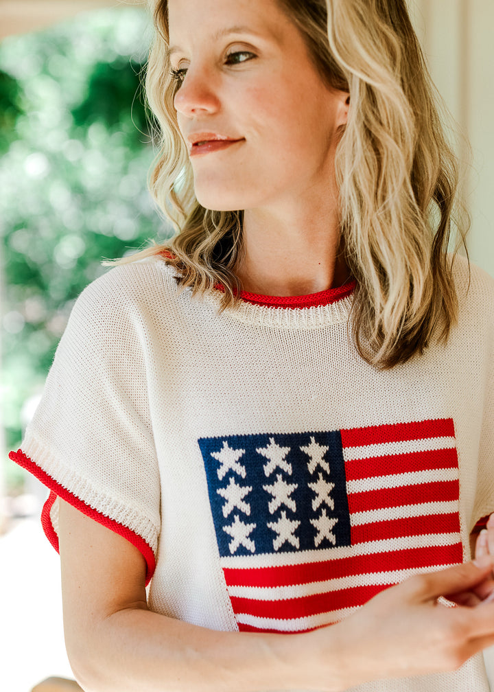 Short Sleeve  Flag Sweater