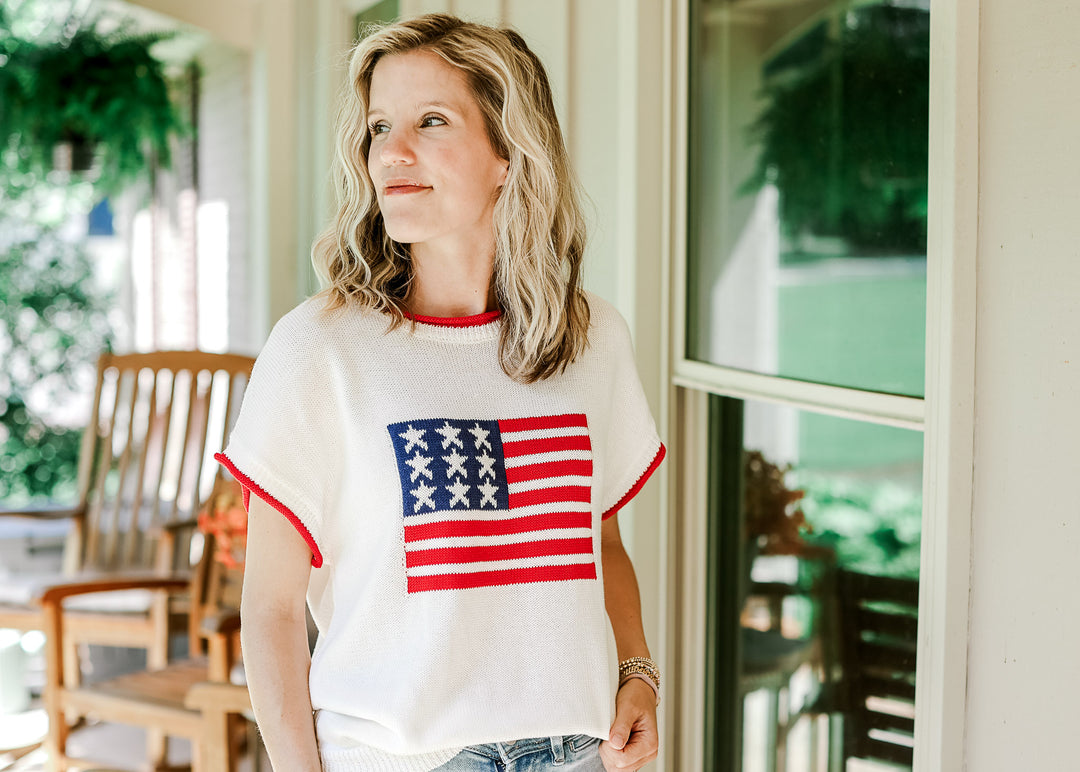 Short Sleeve  Flag Sweater