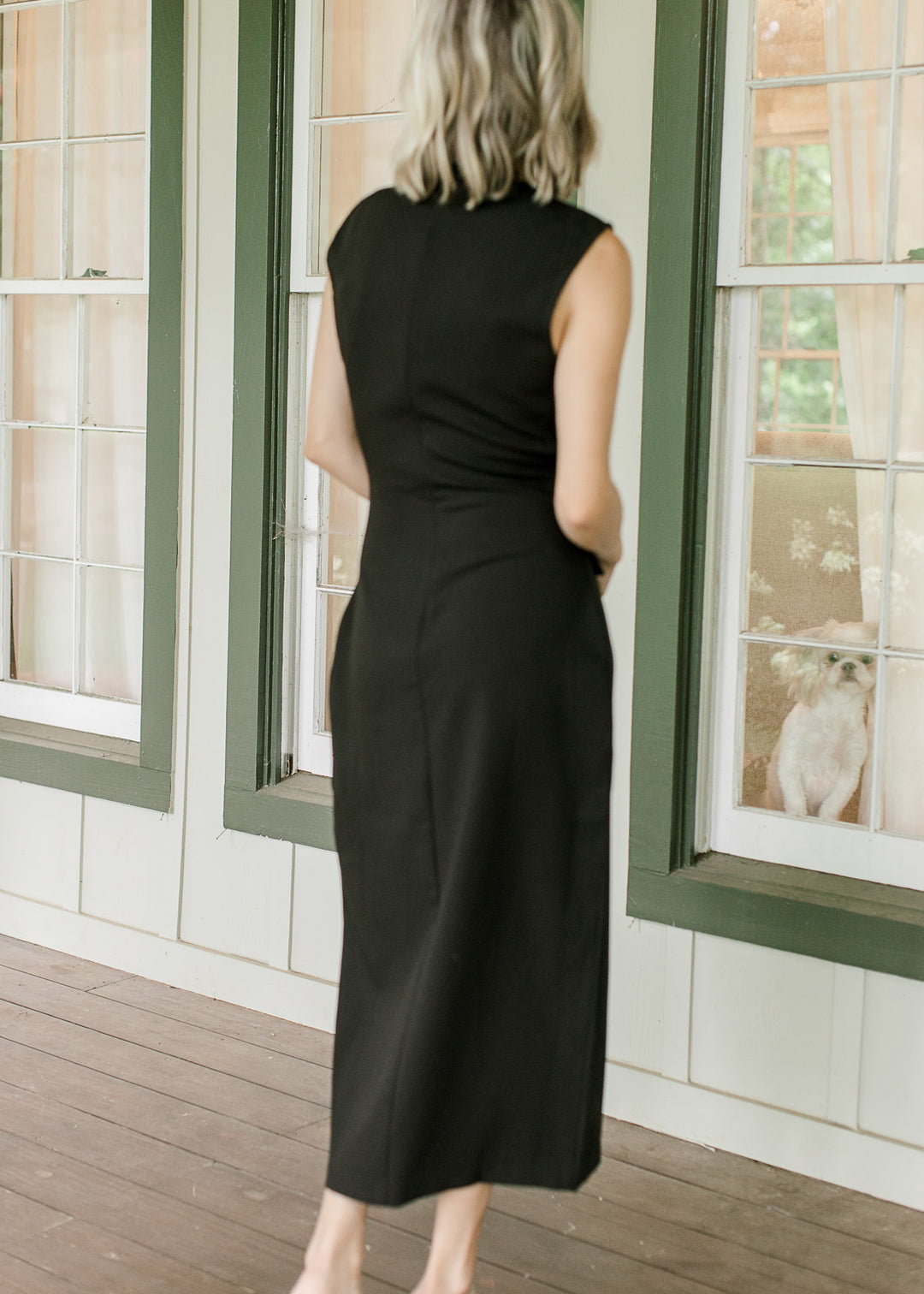 Simple Black Belted Dress
