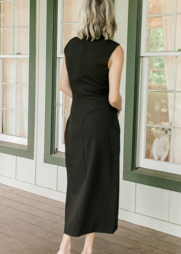 Simple Black Belted Dress