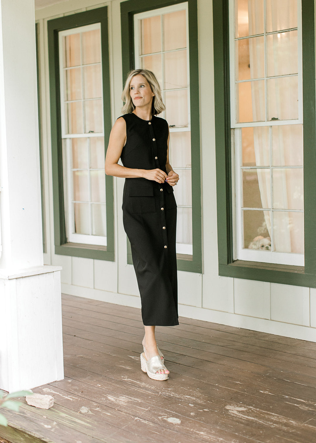 Simple Black Belted Dress