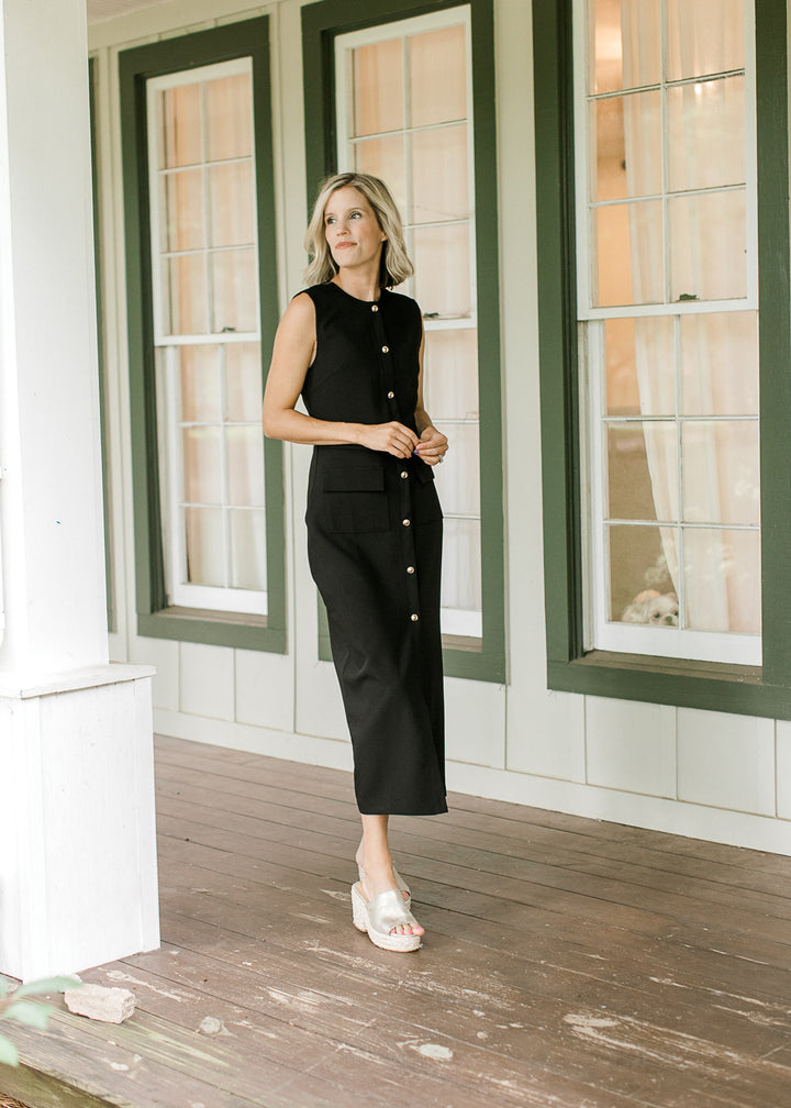 Simple Black Belted Dress