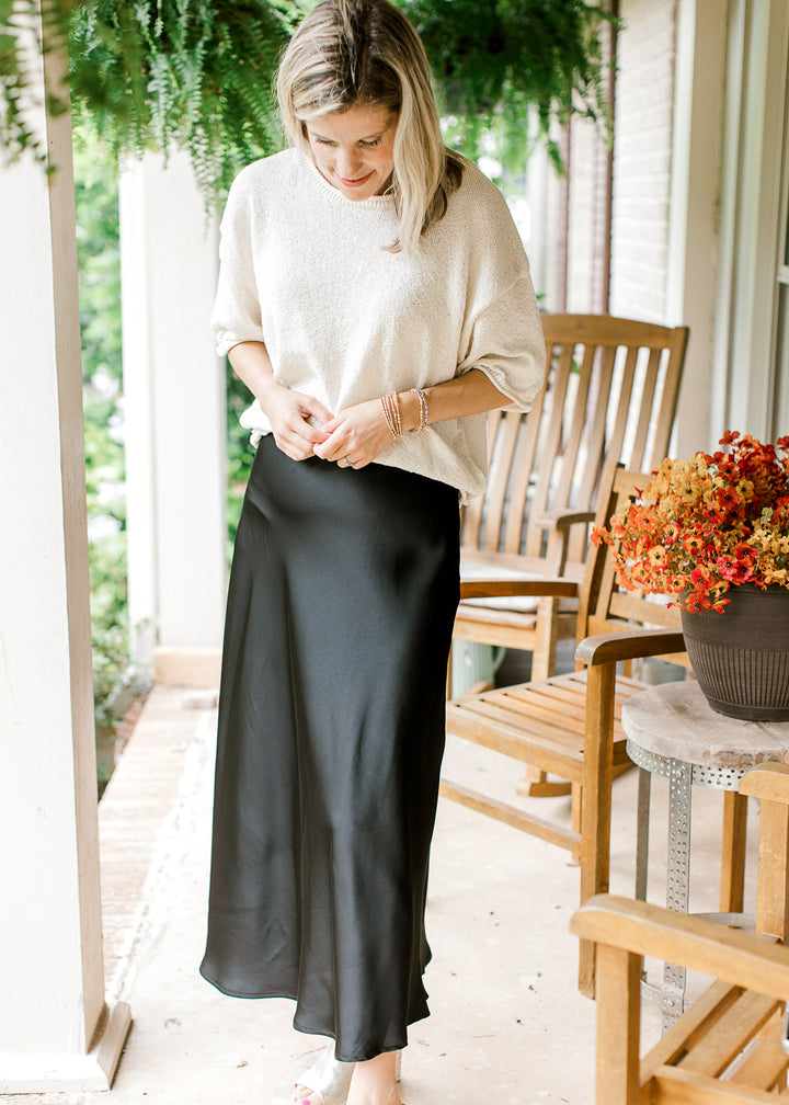 Simplicity Skirt in Black Satin