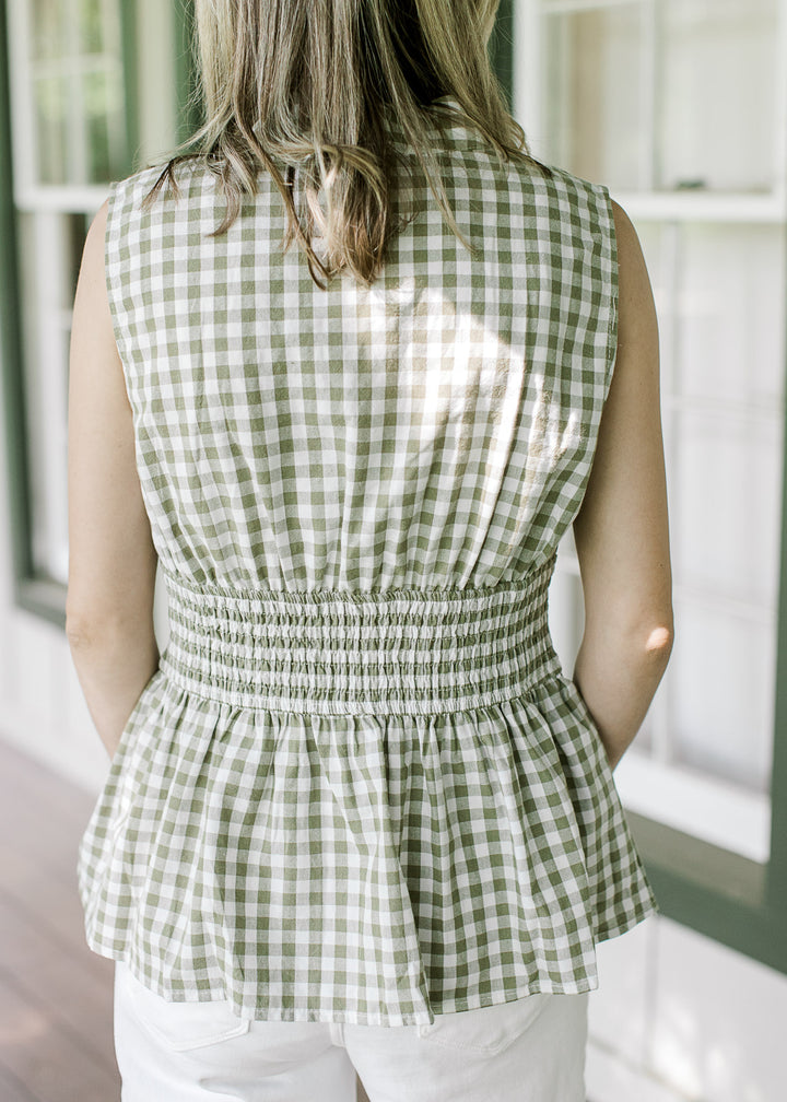 Soft Olive Gingham Top