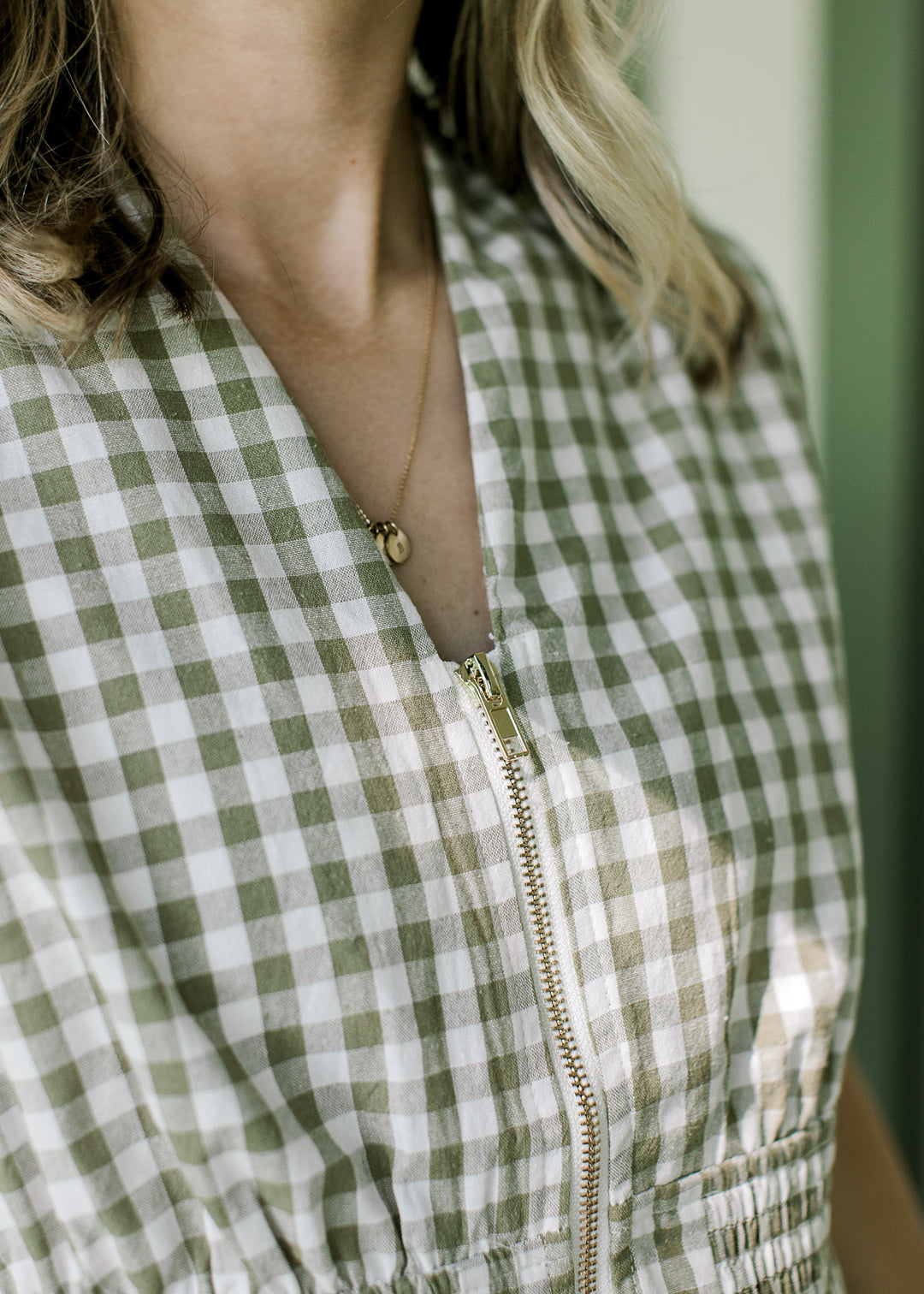 Soft Olive Gingham Top