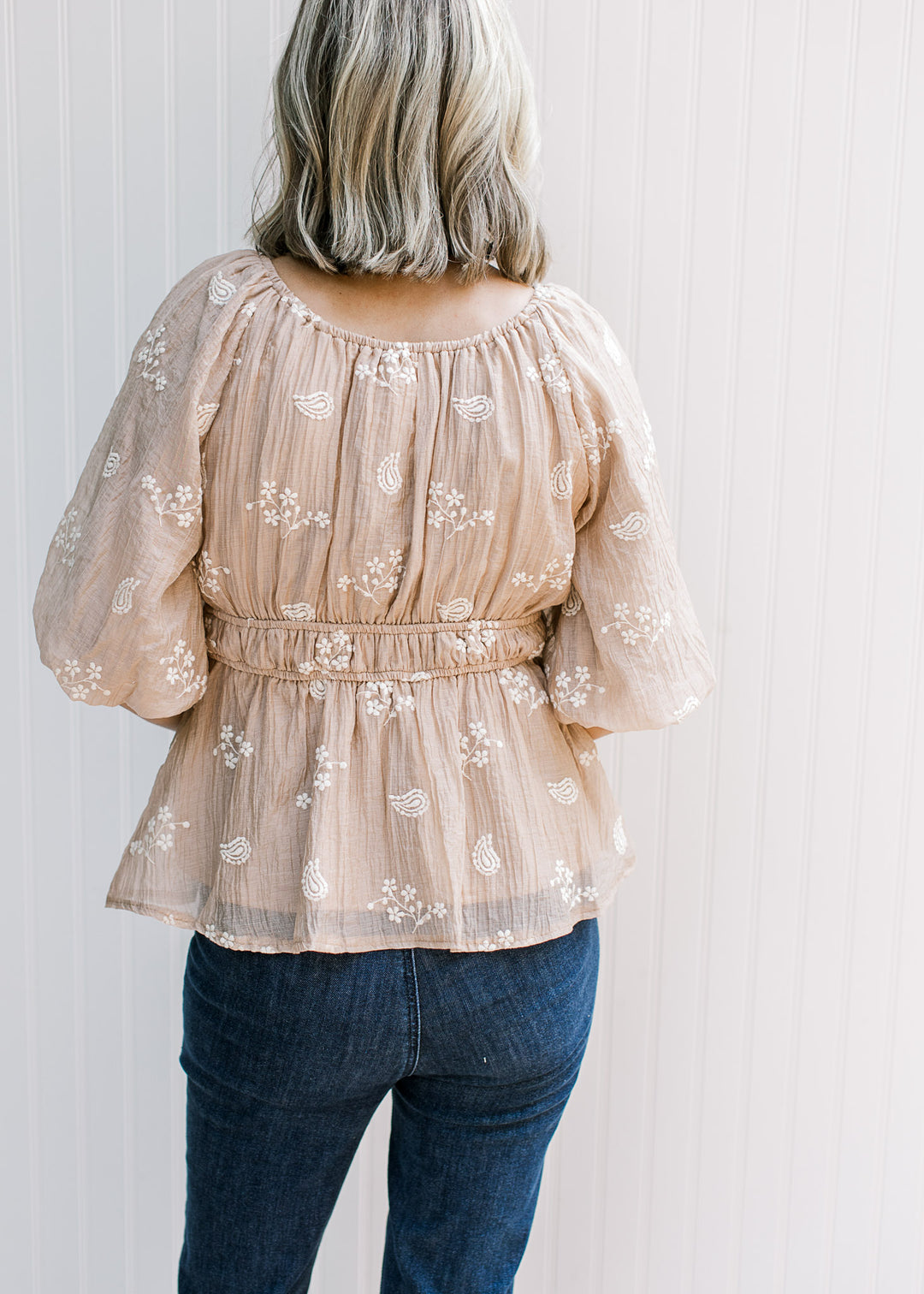 Tan Embroidered Top