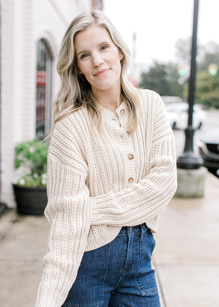 Taupe Crochet Cardigan