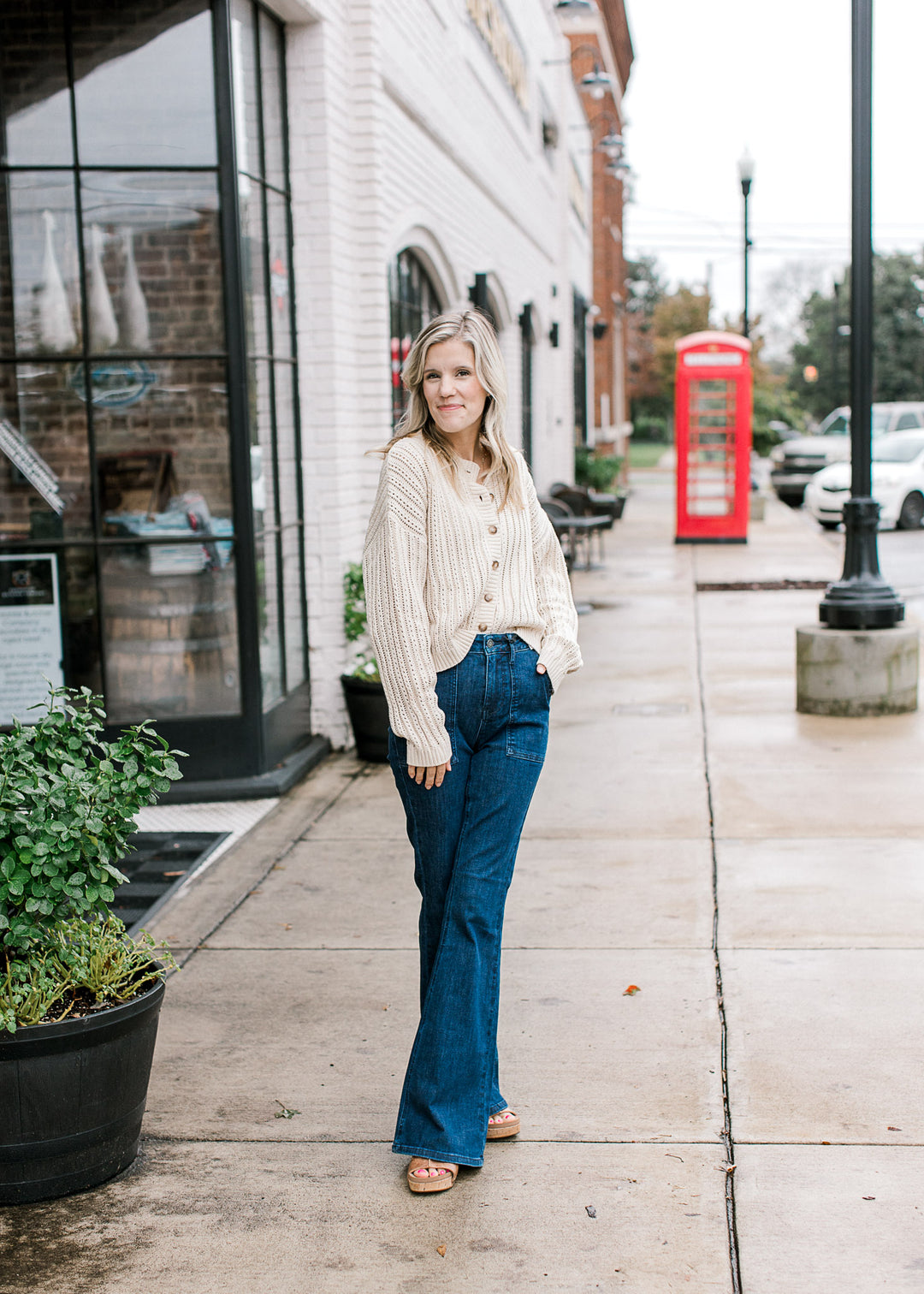 Taupe Crochet Cardigan