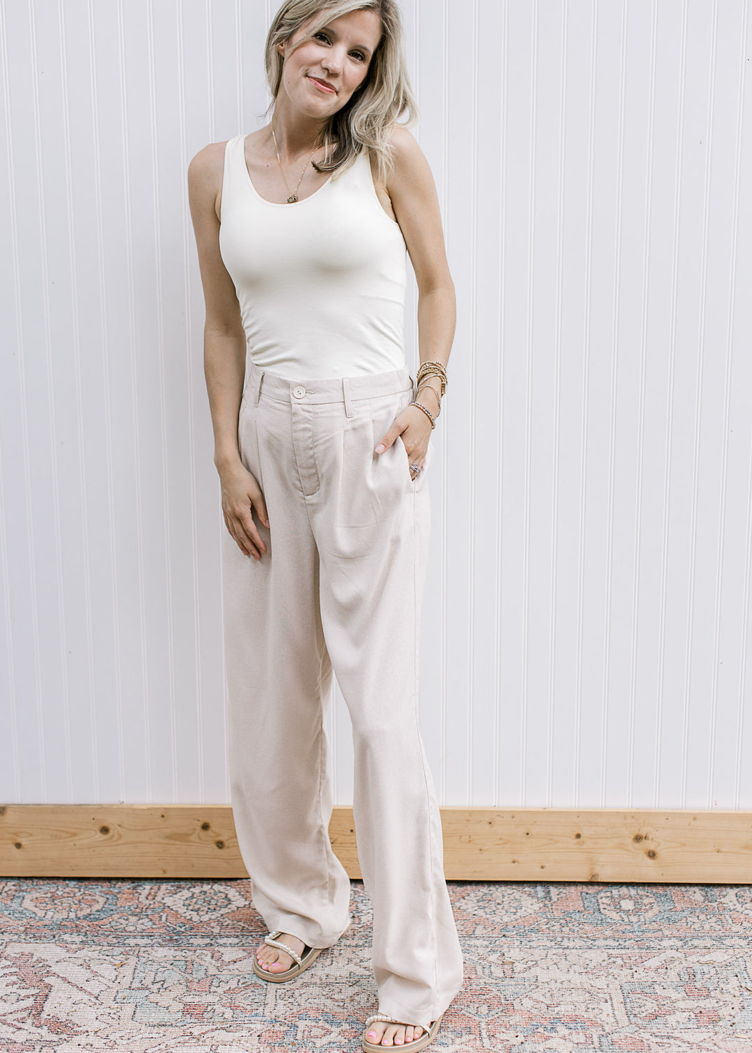 Taupe Pleated Pants