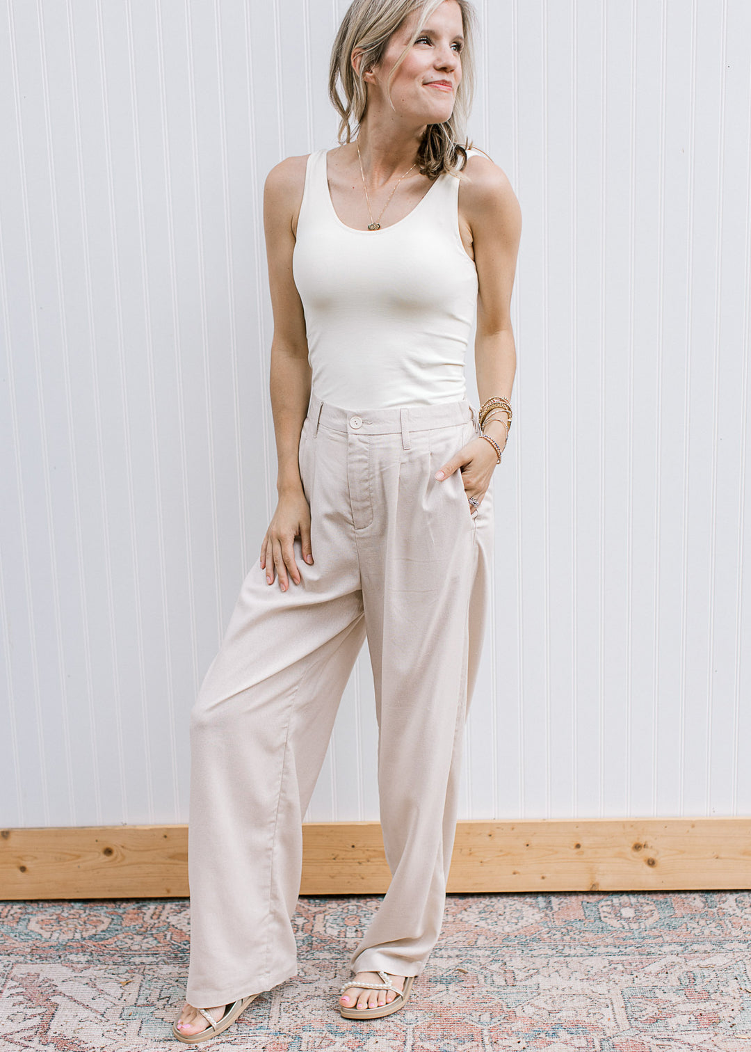 Taupe Pleated Pants