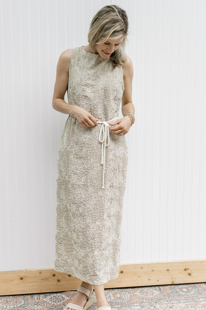 Taupe with Floral Detail Dress
