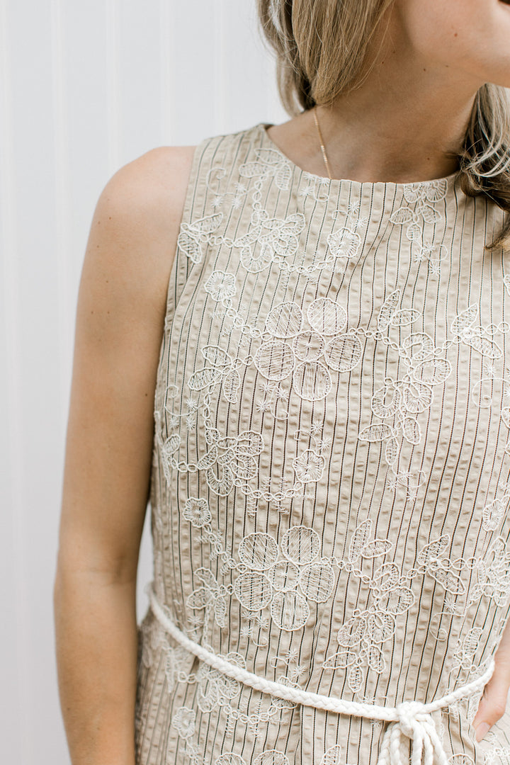 Taupe with Floral Detail Dress