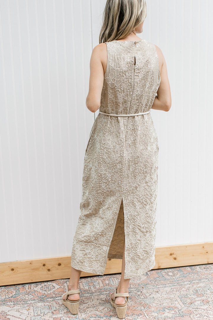 Taupe with Floral Detail Dress
