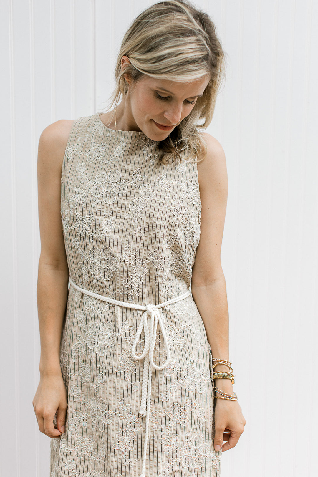 Taupe with Floral Detail Dress