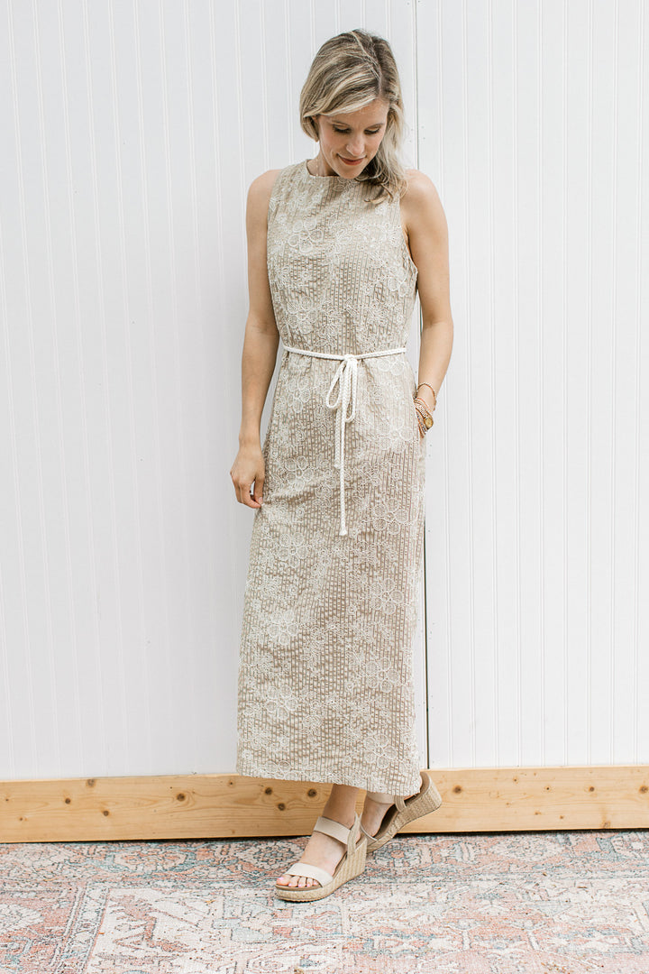 Taupe with Floral Detail Dress