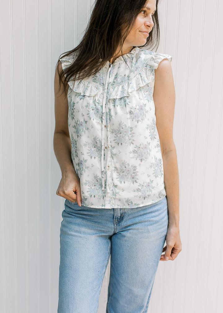 Tenley Blue Floral Blouse
