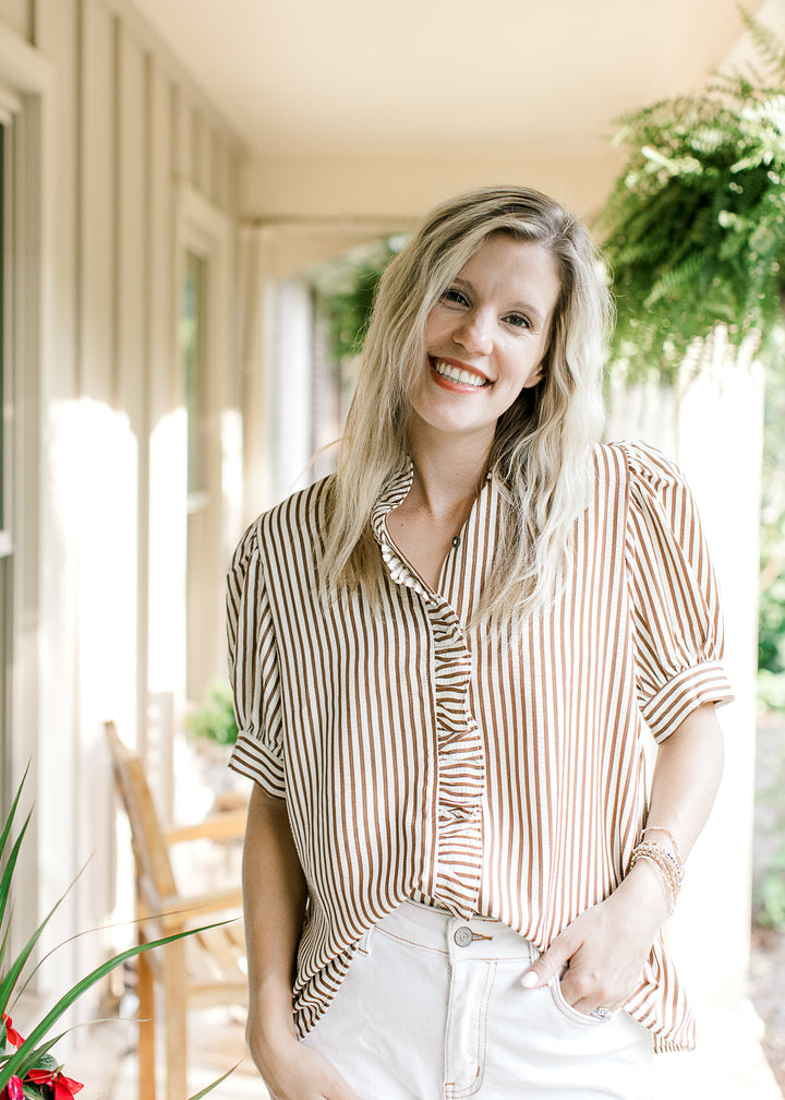 Timeless Stripe and Ruffle Top