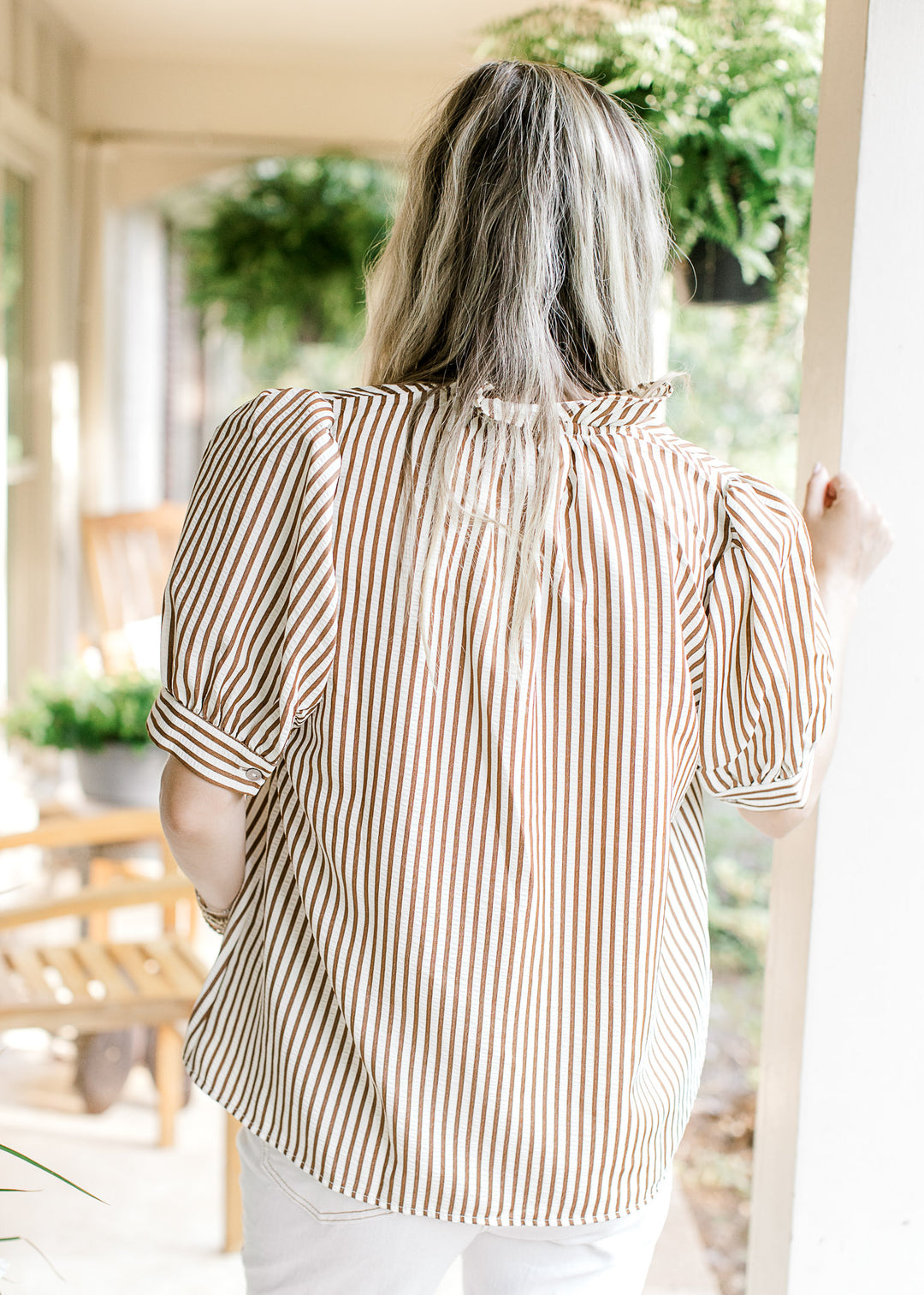 Timeless Stripe and Ruffle Top