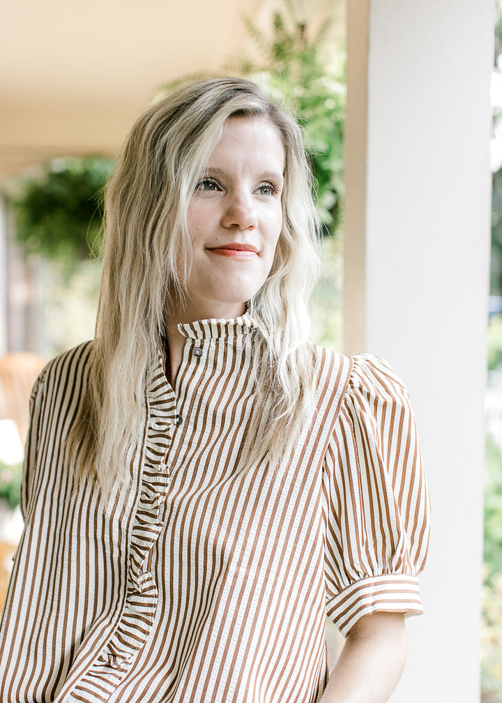 Timeless Stripe and Ruffle Top