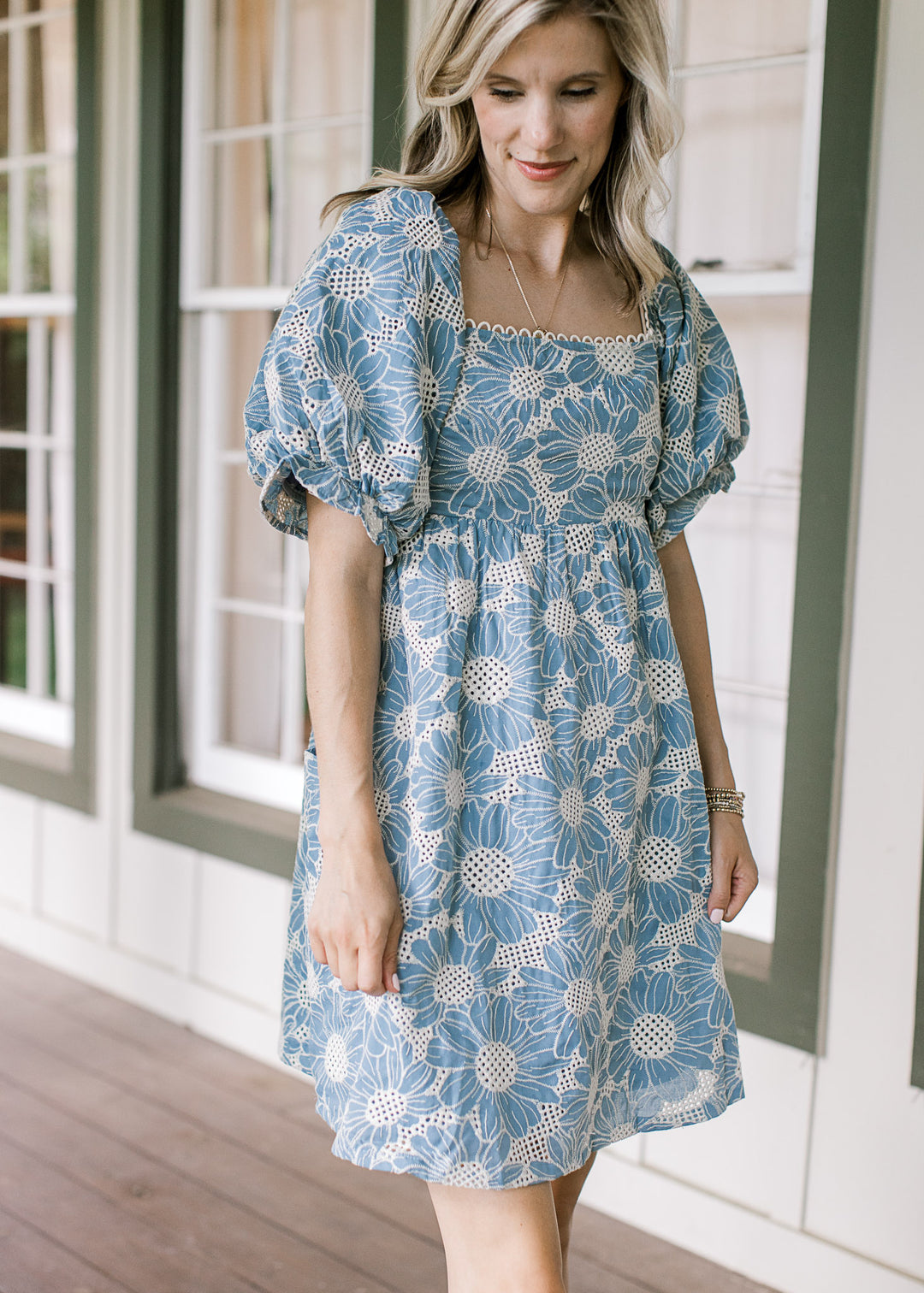 Vintage Blue Embroidered Dress