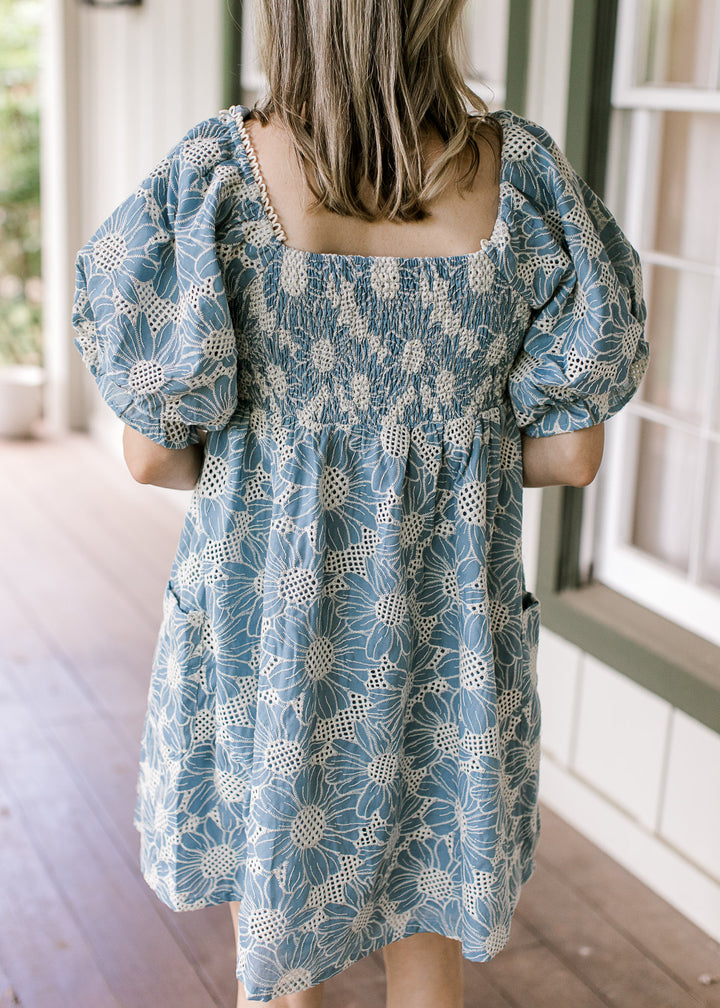 Vintage Blue Embroidered Dress