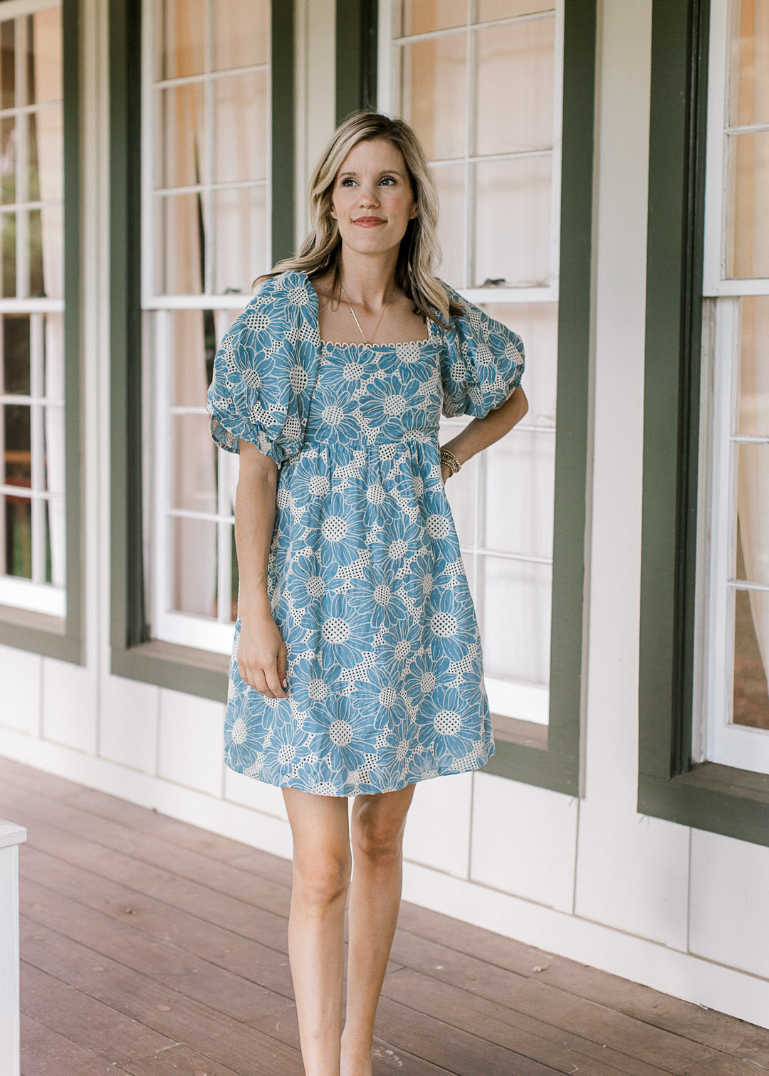 Vintage Blue Embroidered Dress