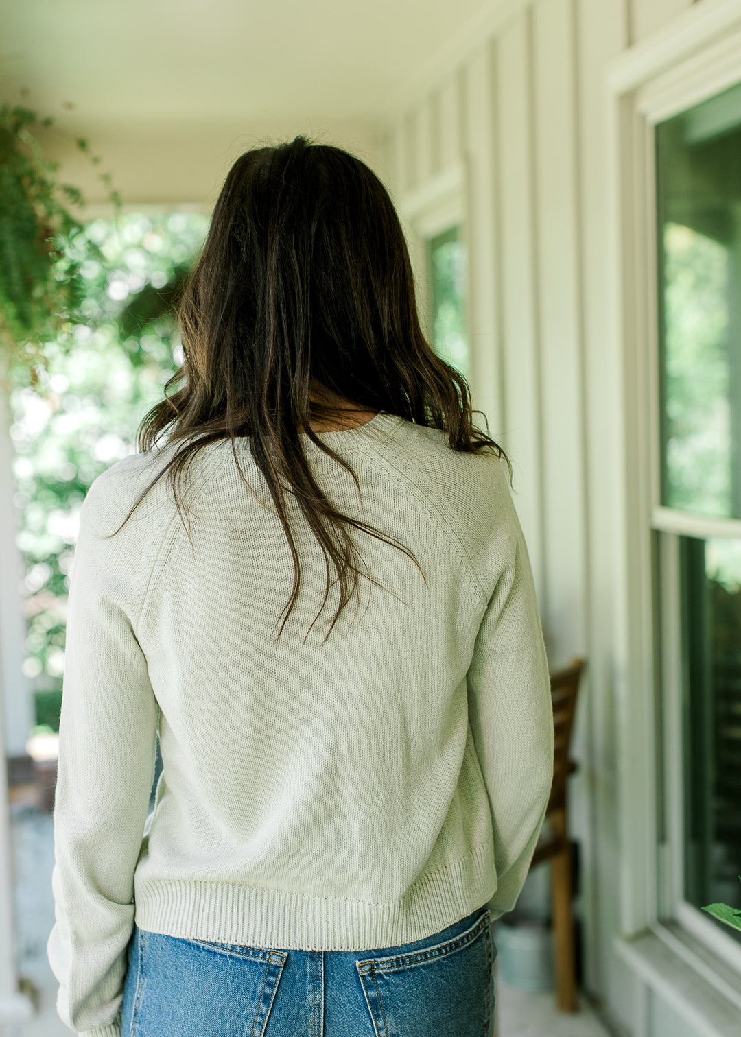 Wave Trim Pistachio Button Cardigan