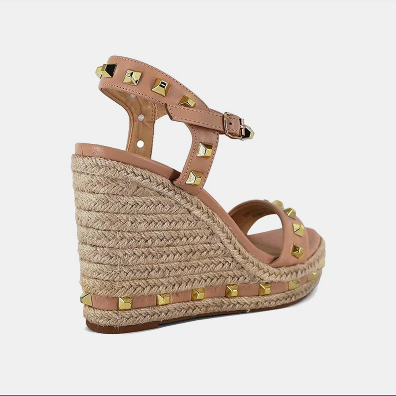 X SHU SHOP Jemma Wedge Sandal in Nude