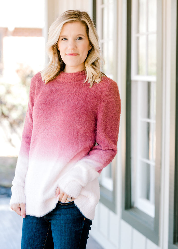 X Mauve Dip Dye Sweater